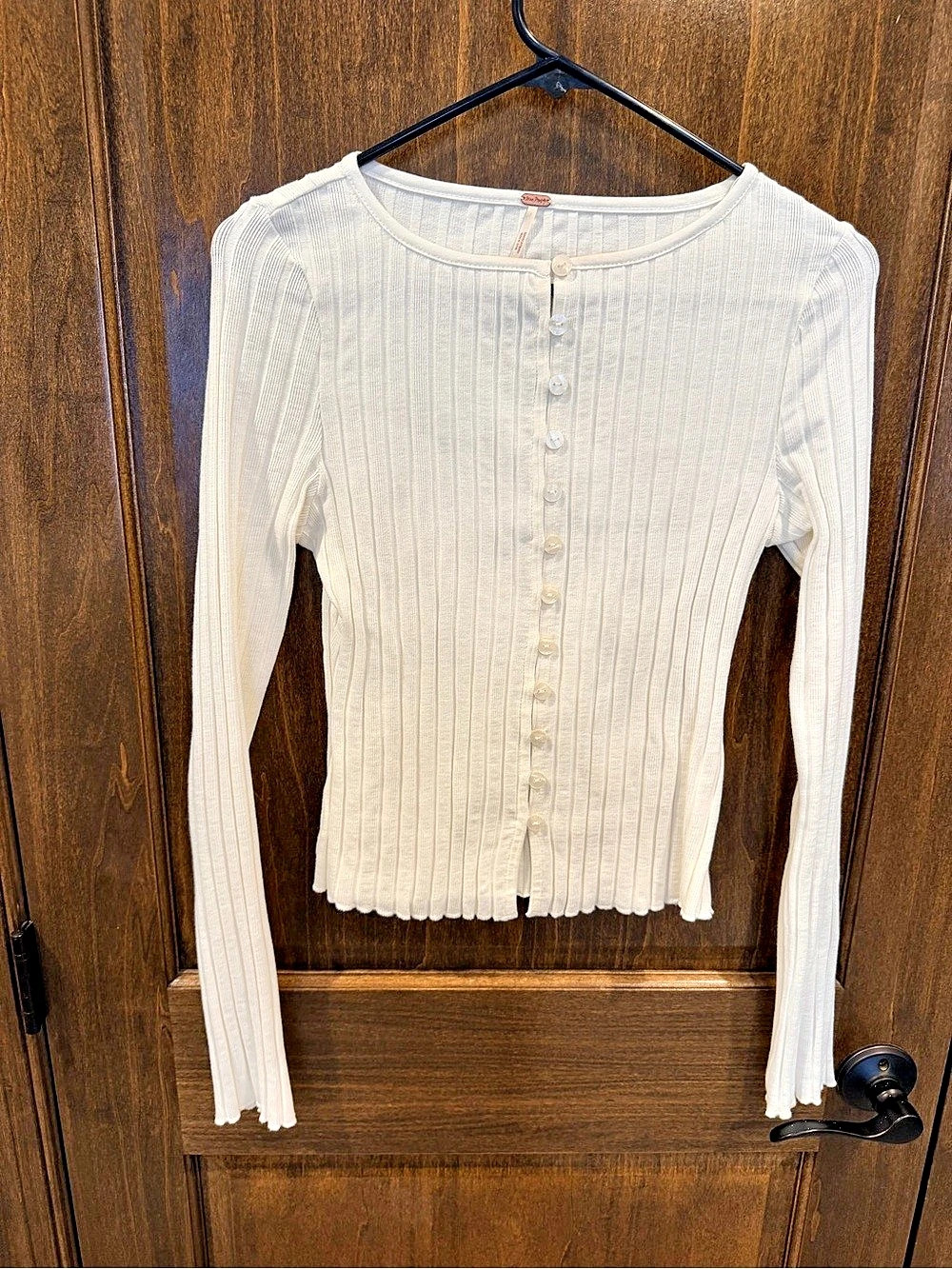 Free People FP One Blake Shrunken Crew Neck Thermal White Small